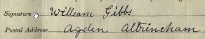 William Gibbs signature 1911 Signature in 1911