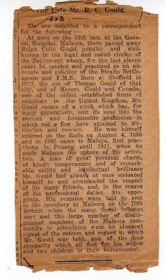 Obit R C Gould 1923