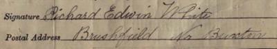 Richard Edwin White 1911 signature Signature on 1911 Census Return