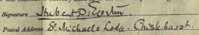 Hubert D Egerton 1911 signature Signature on 1911 Census Return