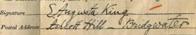 Elizabeth Augusta Egerton 1911 signature Signature on 1911 Census Return