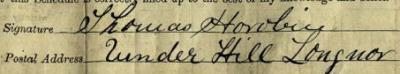 Thomas Horobin 1911 signature Signature on 1911 Census Return