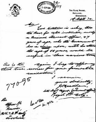 John William Needham letter 1914 Letter 1914 again urging acceptance of his offer to serve