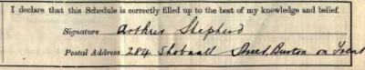 Signature on 1911 Census Return