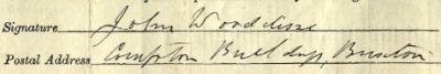 John Wooddisse 1845-1911 signature 1911 Signature on 1911 Census Return