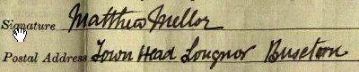 Matthew Mellor signature 1911
