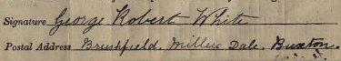 George Robert White 1911 signature Signature on 1911 Census Return