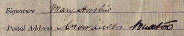 Mary Edge signature 1911 Signature on 1911 Census Return