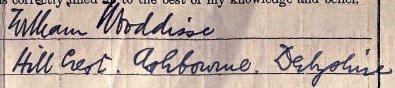 William Wooddisse signature 1911 Signature on 1911 Census Return